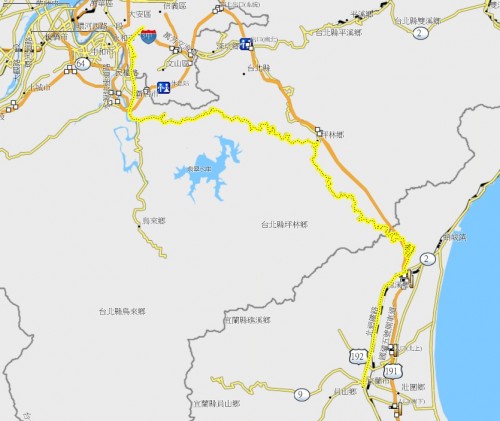 宜蘭到台北,北宜公路路線圖