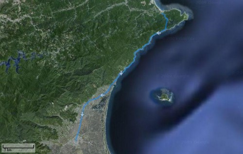 福隆到宜蘭衛星路線圖