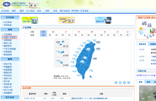 中央氣象局網站